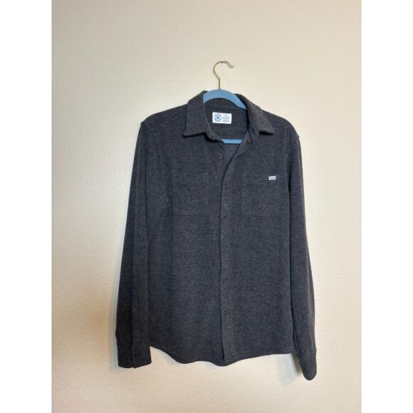 Hurley men's long sleeve button-up flannel shirt marled gray size Small - Picture 1 of 9